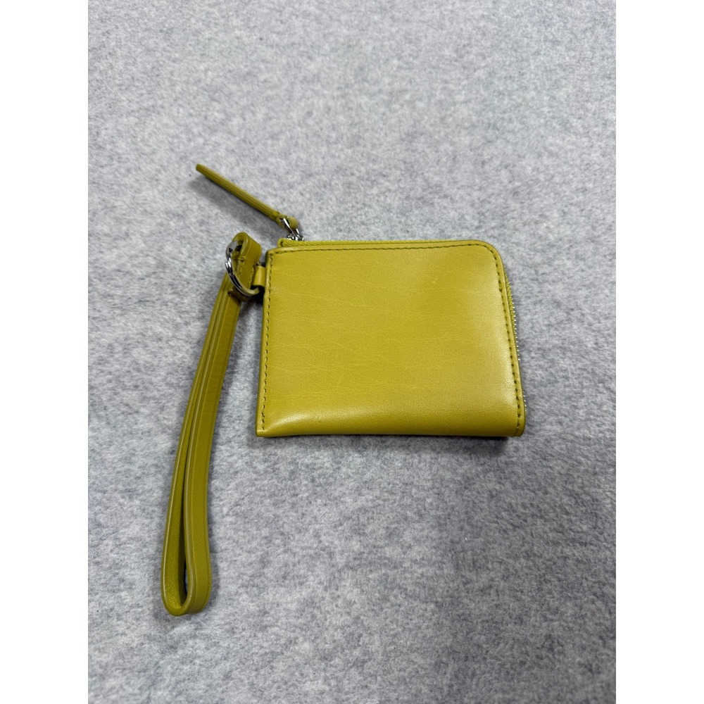 Madewell Leather Zip Pouch Wallet Chartreuse Yellow Wristlet Card Case